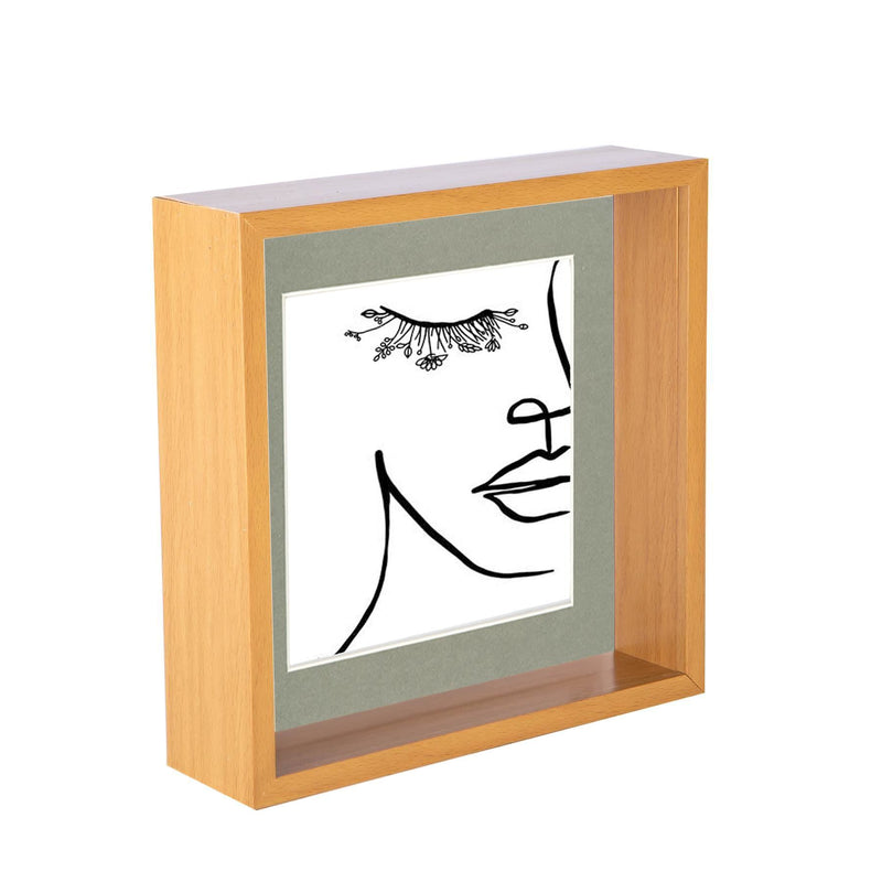 8" x 8" Medium Wood 3D Deep Box Photo Frame with 6" x 6" Mount - By Nicola Spring