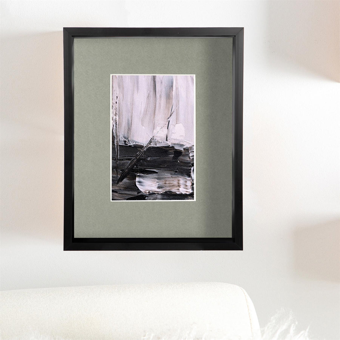 Black 8" x 10" Deep Shadow Box Photo Frame with 4" x 6" Grey Mount