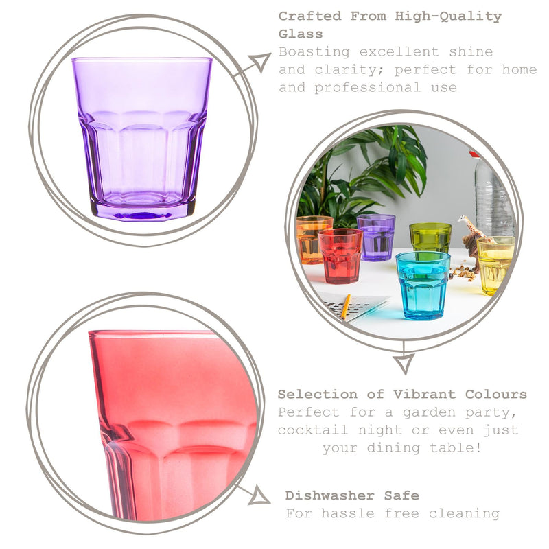 12pc Coloured Glassware Set - 6 Colours - By Rink Drink