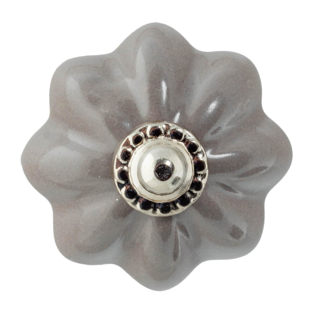 Grey 4.5cm Floral Ceramic Cabinet Knob