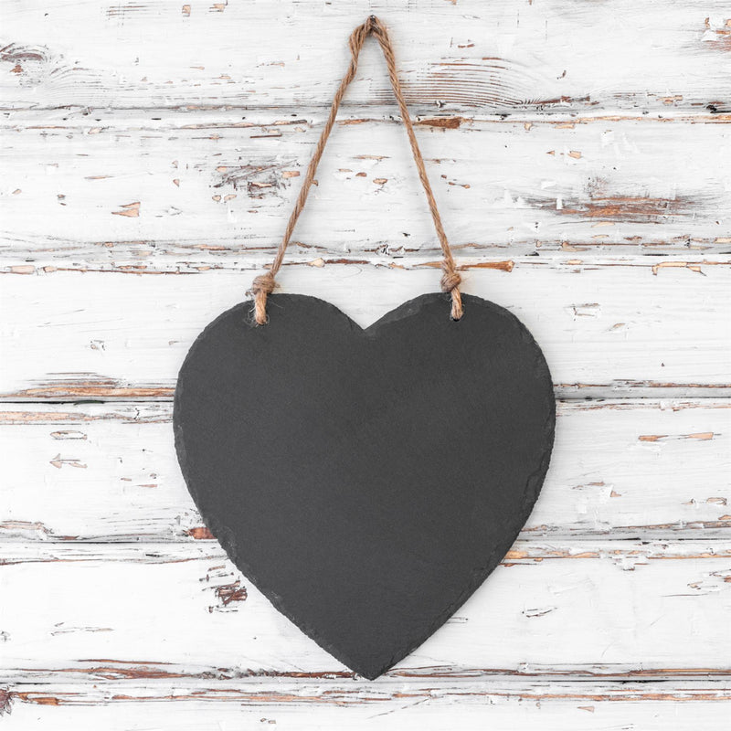 24.5cm Black Heart Slate Hanging Notice Board - By Nicola Spring