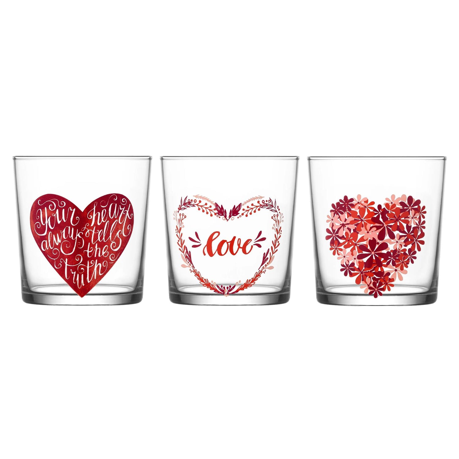 LAV Bodega Valentines Tumblers - 345ml - Red - Pack of 3