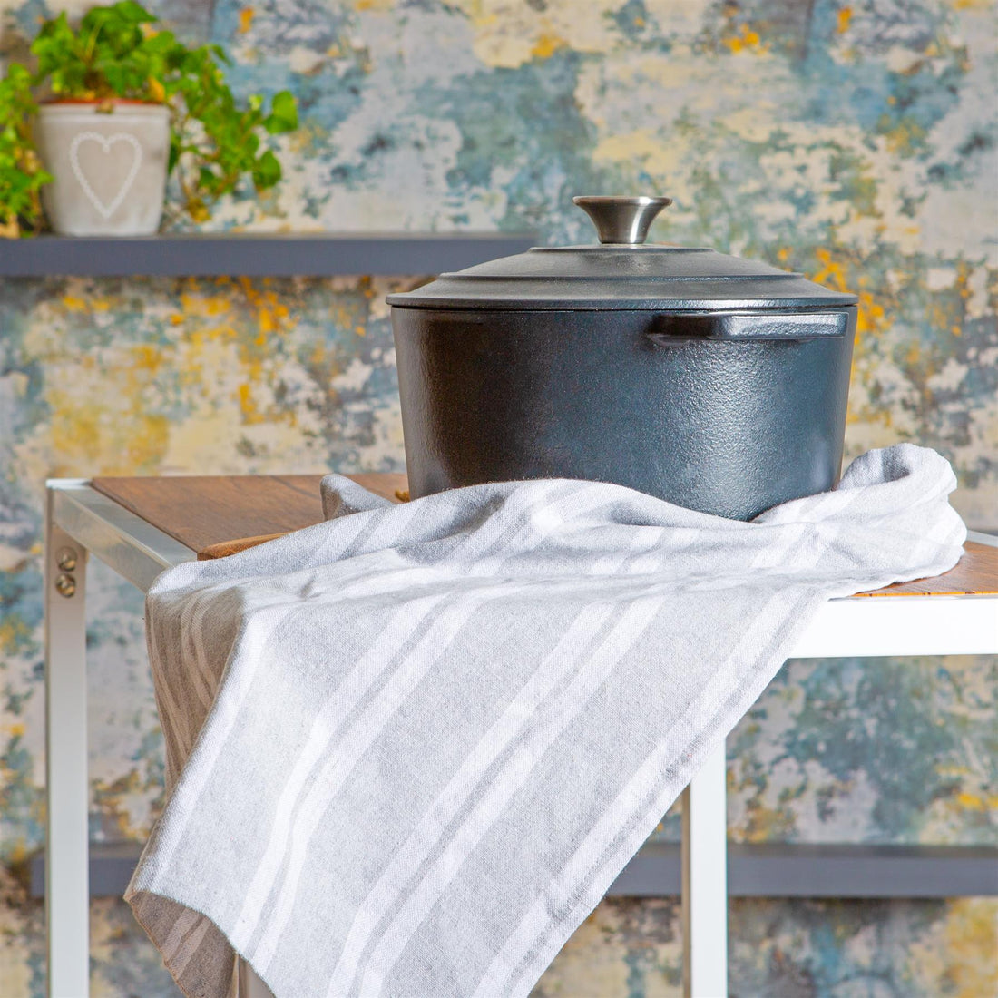 Grey Striped 60cm x 40cm Turkish Cotton Tea Towel