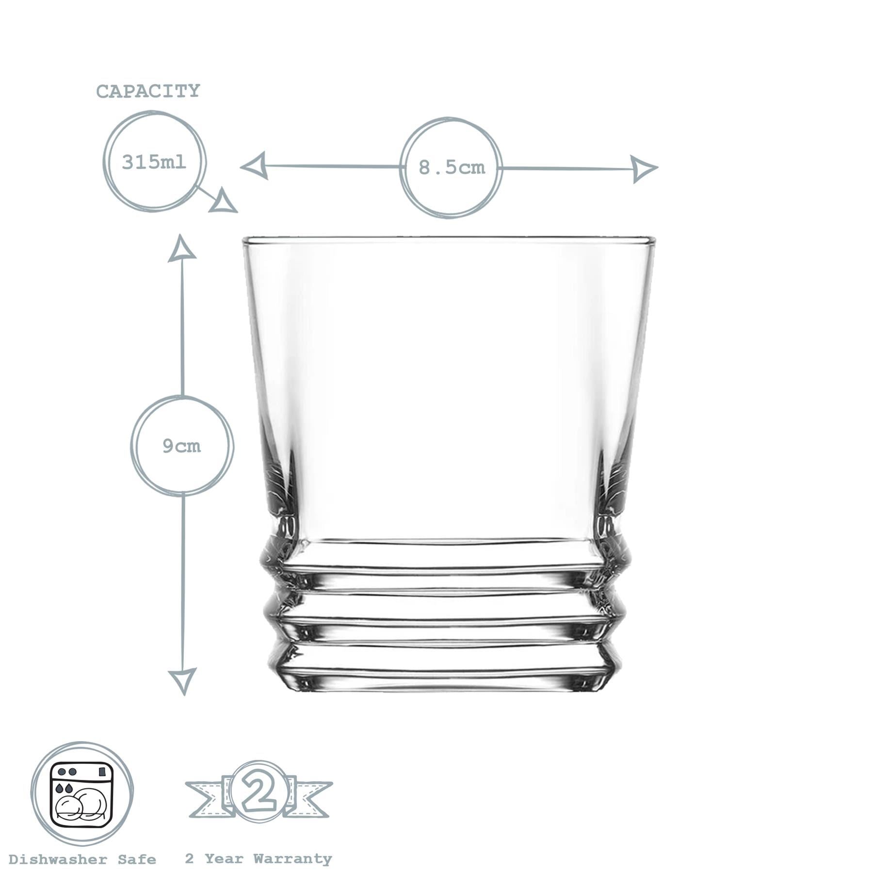 315ml Elegan Whisky Glasses - Pack of Six