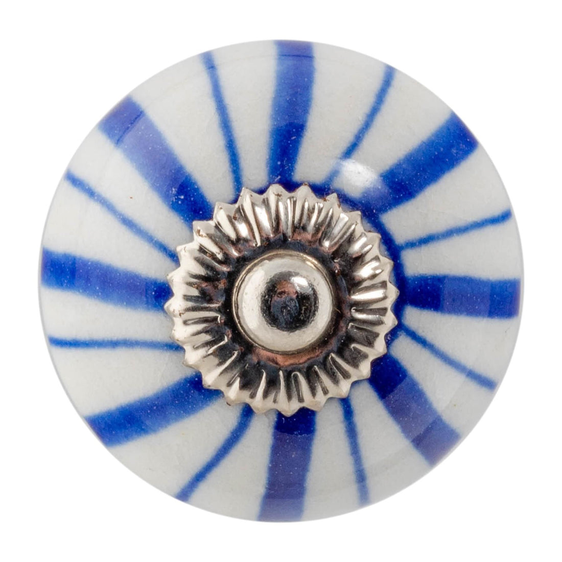 Dark Blue Lines 4.5cm Round Geometric Ceramic Cabinet Knob