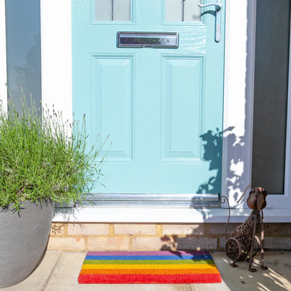 90cm x 60cm Multicoloured Rainbow Coir Door Mat