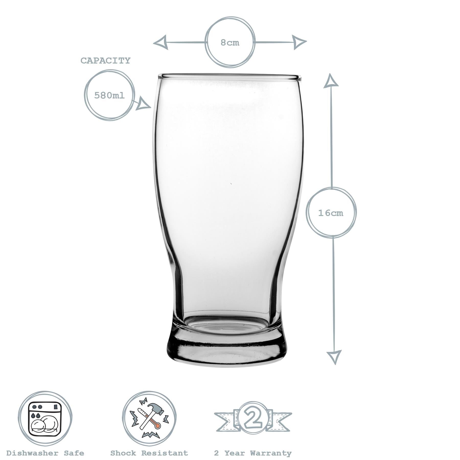 580ml Belek Beer Glasses - Pack of Six