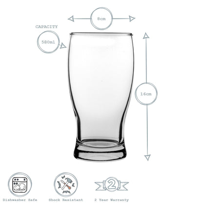 580ml Belek Beer Glasses - Pack of Six