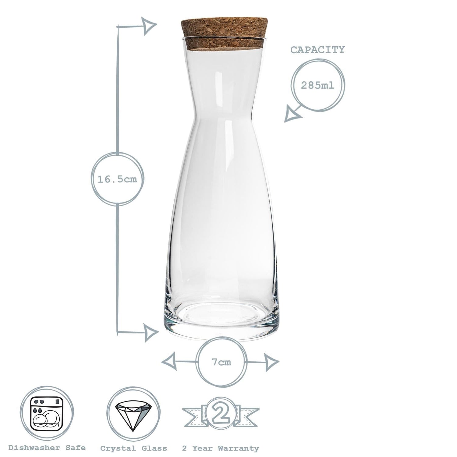 285ml Ypsilon Glass Carafe with Cork Lid