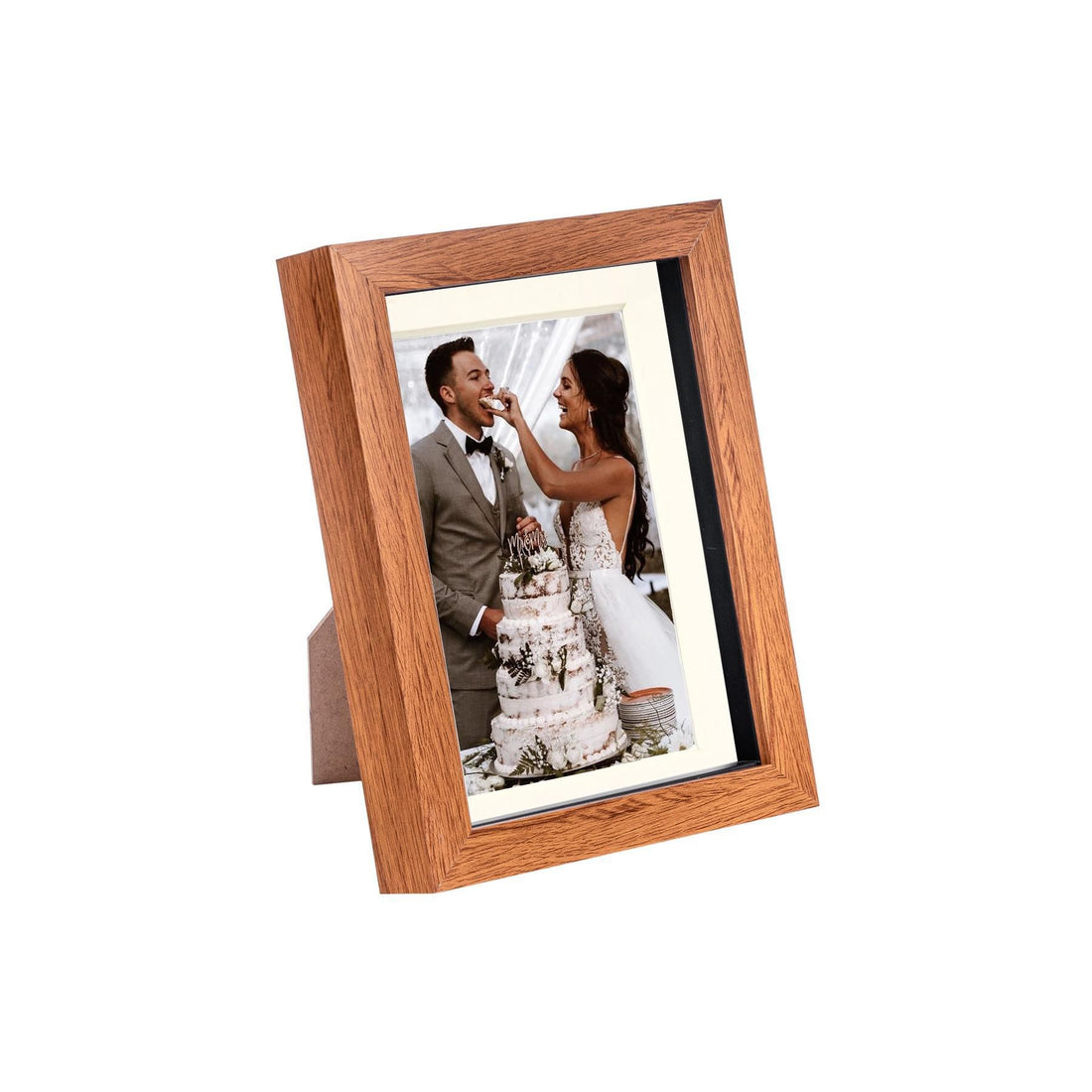 Dark Wood 5" x 7" Shadow Box Photo Frame with 4" x 6" Ivory Mount