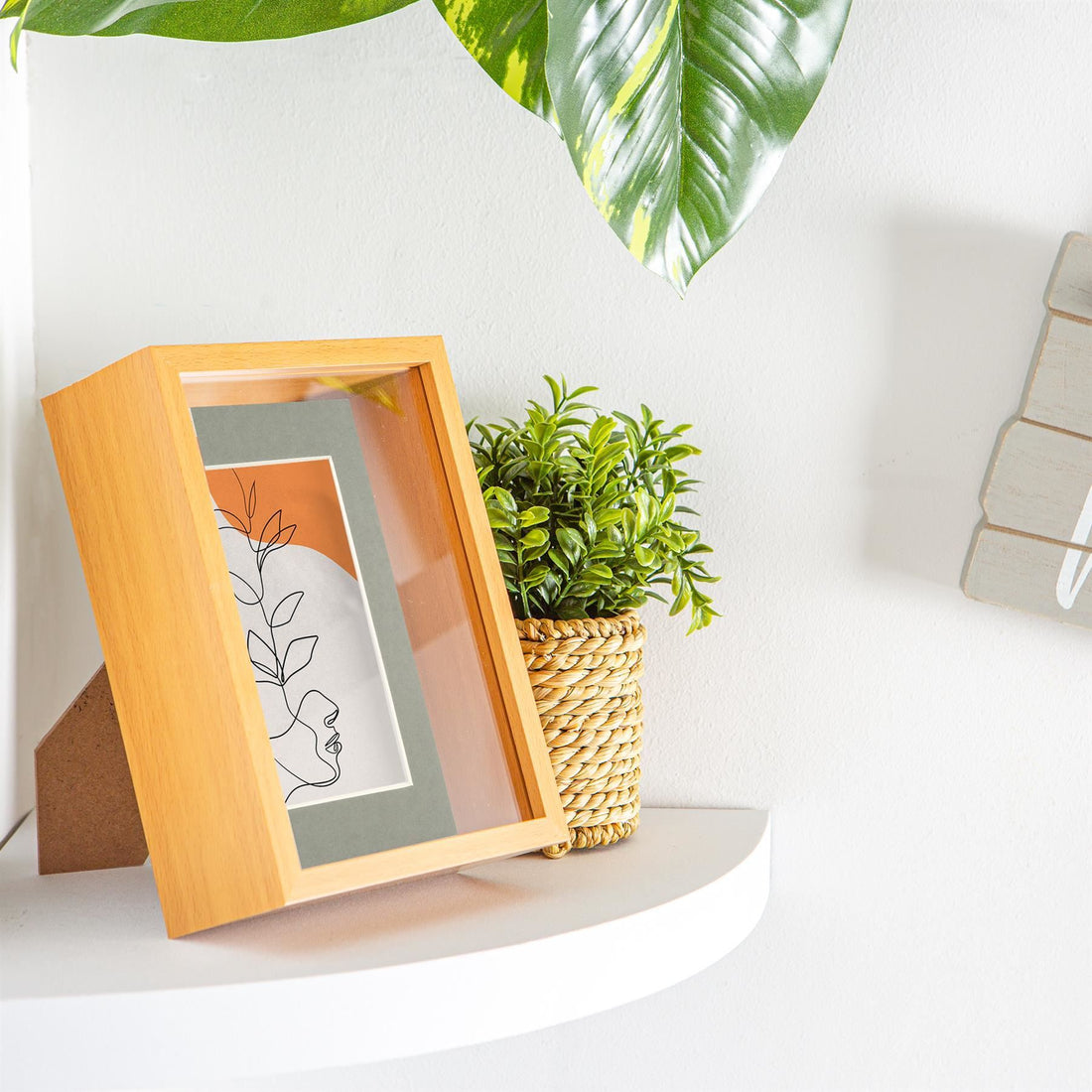 Medium Wood 5" x 7" Deep Shadow Box Photo Frame with 4" x 6" Grey Mount