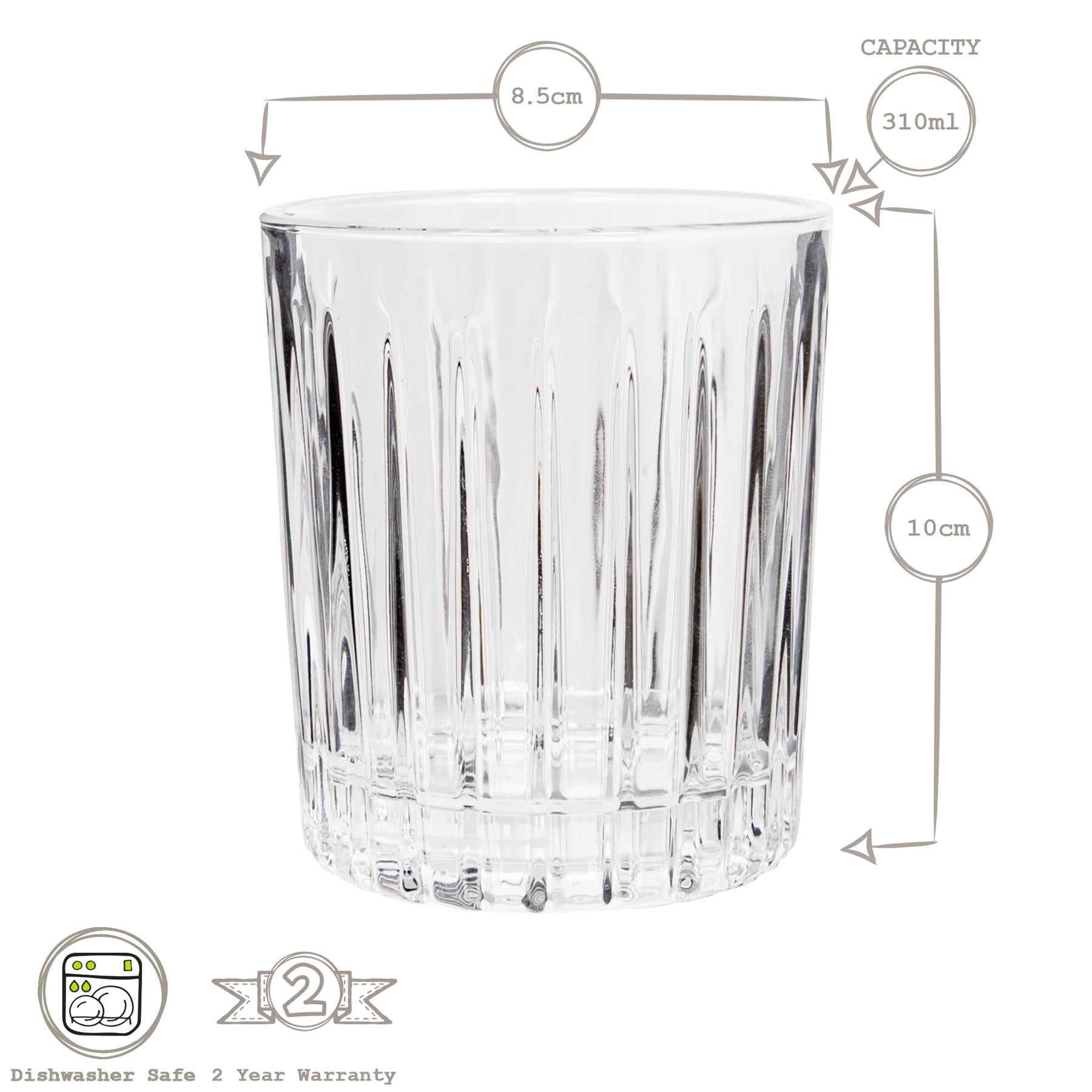 310ml Fluted Whisky Glasses - Pack of Two