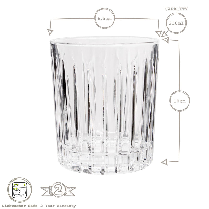 310ml Fluted Whisky Glasses - Pack of Two - By Rink Drink