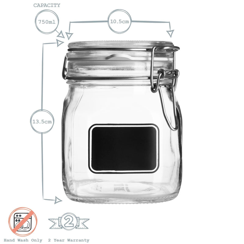 750ml Lavagna Glass Storage Jar with Chalkboard Label - By Bormioli Rocco
