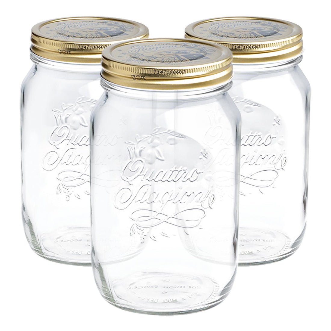 1L Quattro Stagioni Glass Food Preserving Jars - Pack of 3 - By Bormioli Rocco