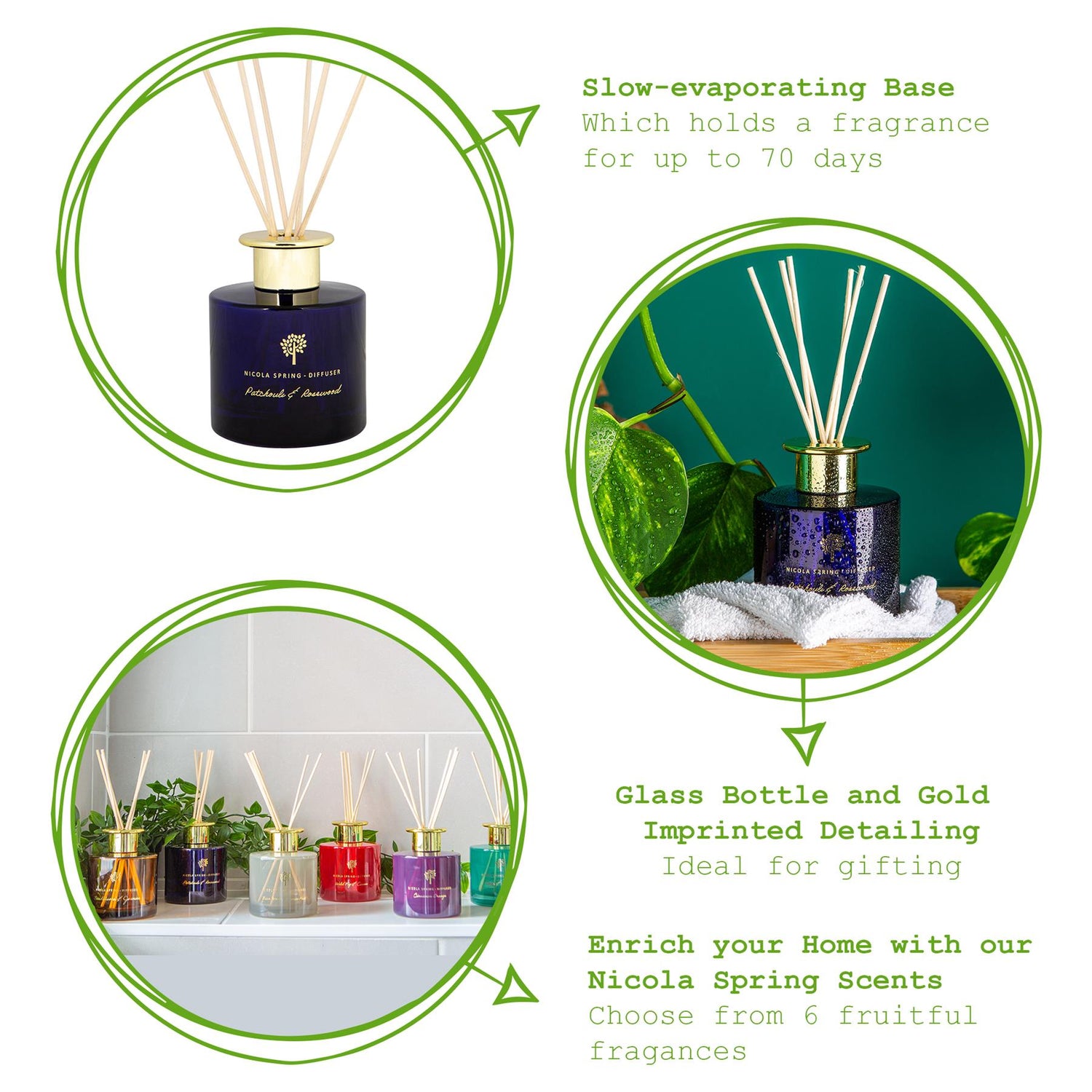 200ml Patchouli &amp; Rosewood Scented Reed Diffuser