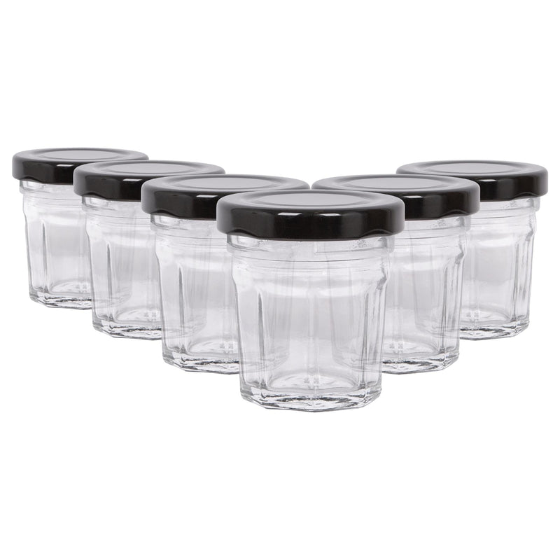 42ml Glass Jam Jars with Lids - Pack of 6 - By Argon Tableware