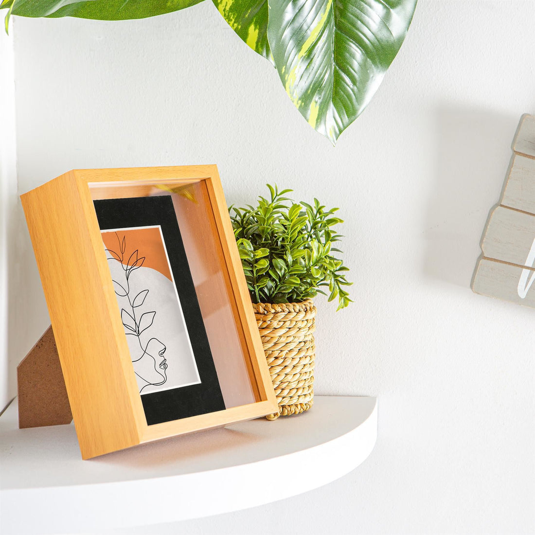 Medium Wood 5" x 7" Deep Shadow Box Photo Frame with 4" x 6" Black Mount
