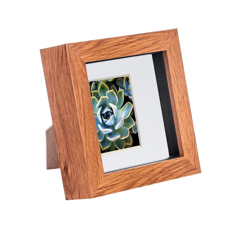 Dark Wood 4" x 4" 3D Box Photo Frame with 2" x 2" Mount - By Nicola Spring