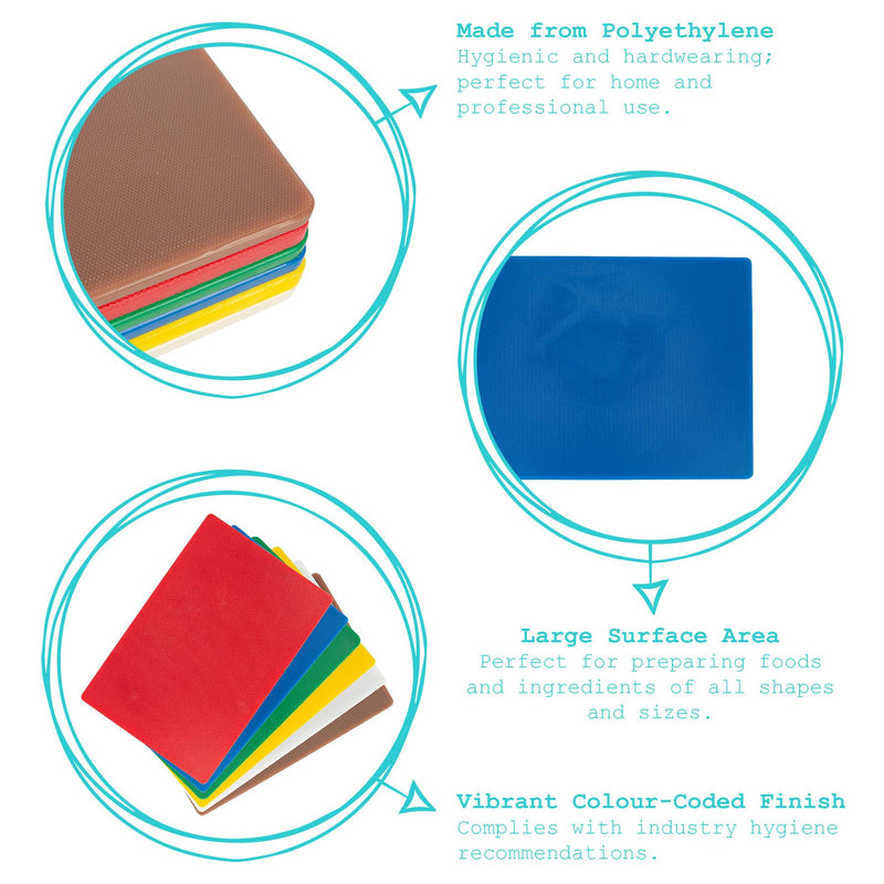6pc Multicoloured Plastic Chopping Board Set - By Argon Tableware