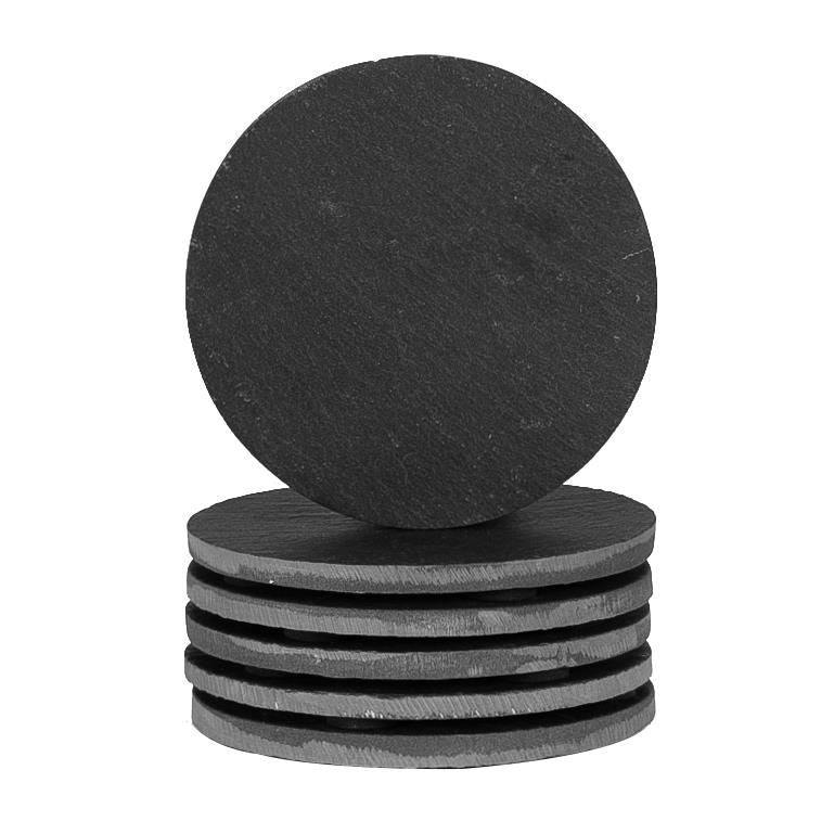 Round Linea Slate Coasters - Pack of Six