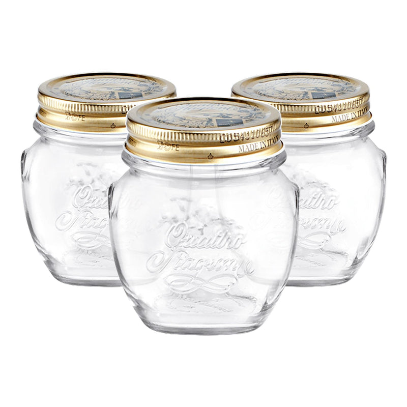 300ml Quattro Stagioni Glass Food Preserving Jars - Pack of 3 - By Bormioli Rocco