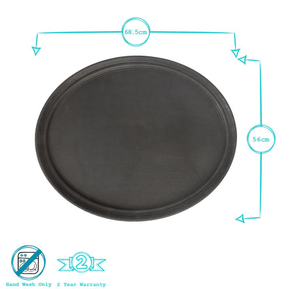 68cm Black Oval Non-Slip Serving Tray