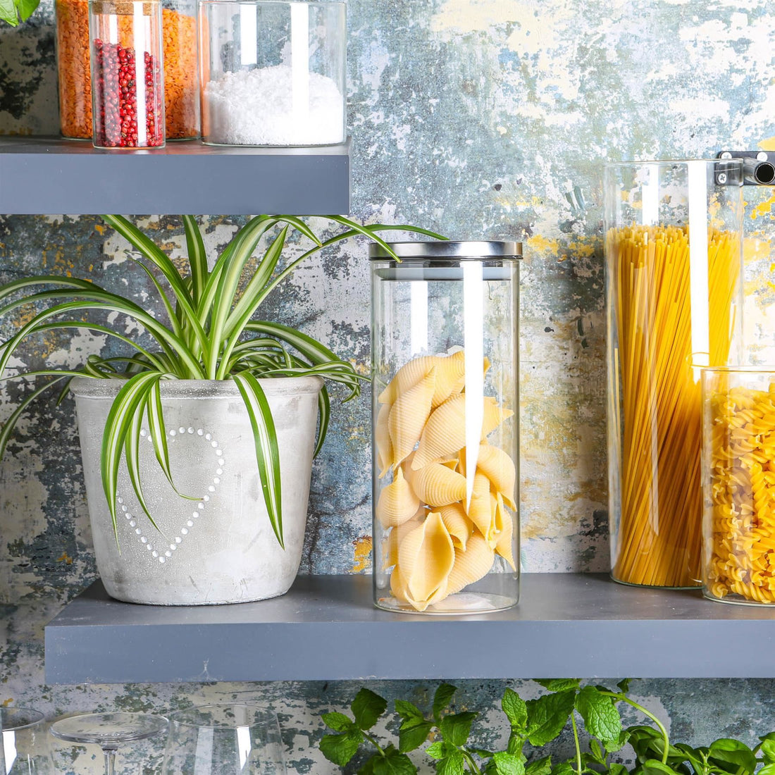 1.5L Glass Storage Jar with Silver Metal Lid