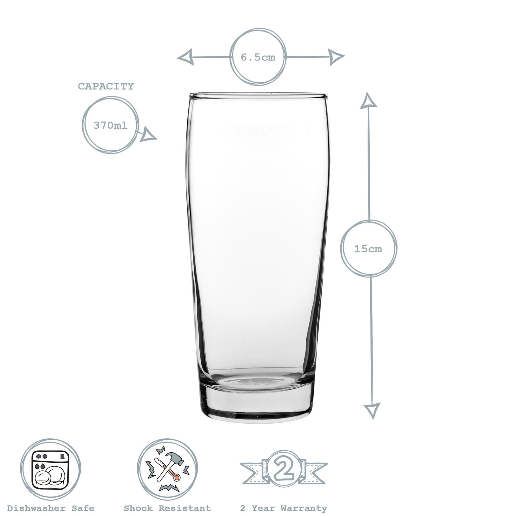 370ml Bardi Willi Becher Beer Glasses - Pack of Six