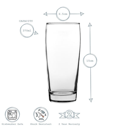 370ml Bardi Willi Becher Beer Glasses - Pack of Six