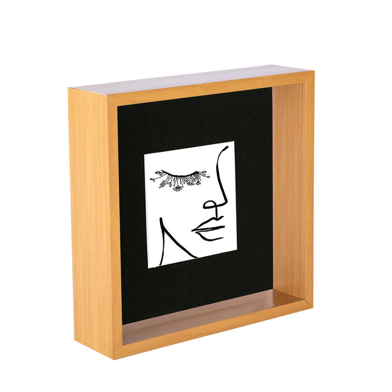 8" x 8" Medium Wood 3D Deep Box Photo Frame with 4" x 4" Mount - By Nicola Spring