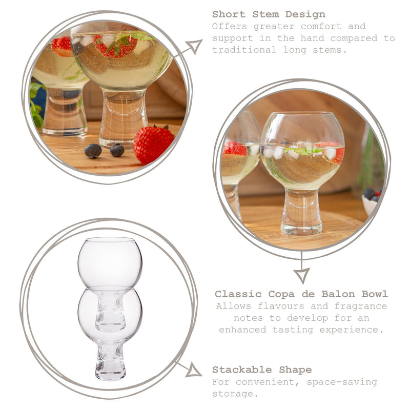 525ml Short Stem Gin Glasses - Pack of Two - By Rink Drink