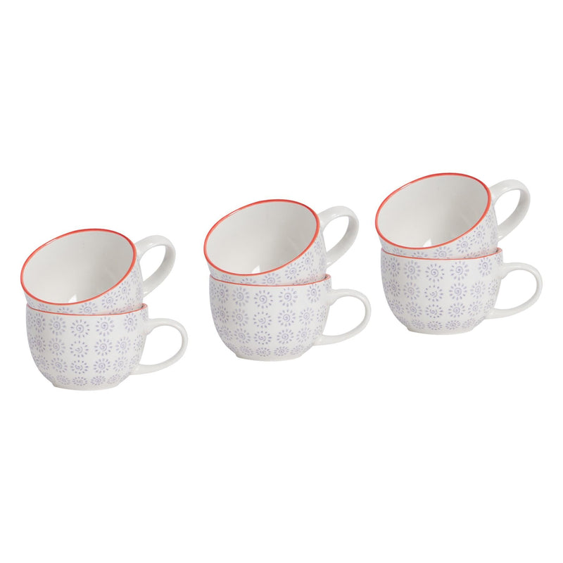Hand Printed Cappuccino & Tea Cups - 250ml - Pack of 6 - By Nicola Spring
