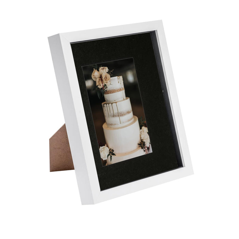 8" x 10" White 3D Box Photo Frame with 4" x 6" Mount & Black Spacer- By Nicola Spring