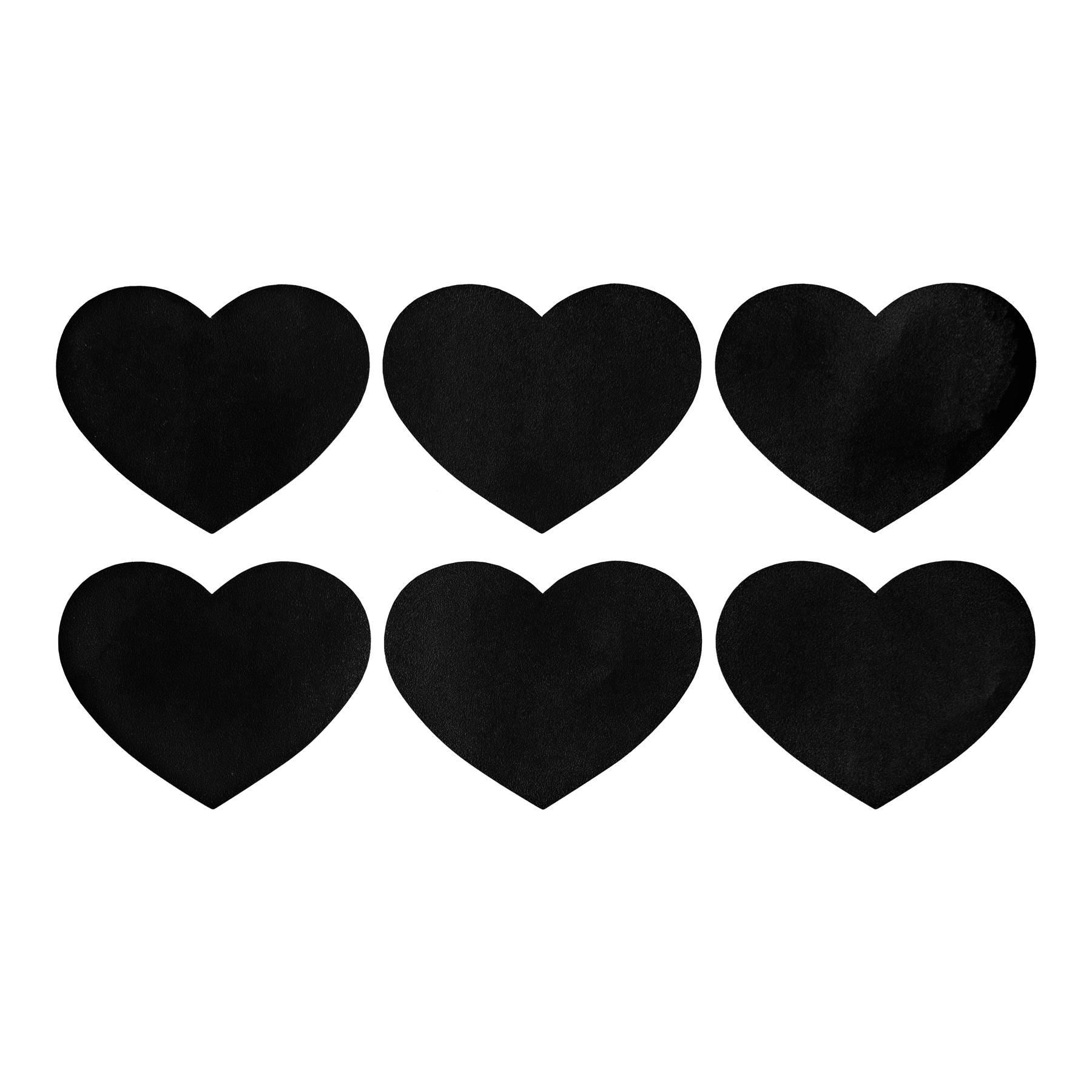 Small Black Heart Chalkboard Storage Jar Labels - Pack of Six