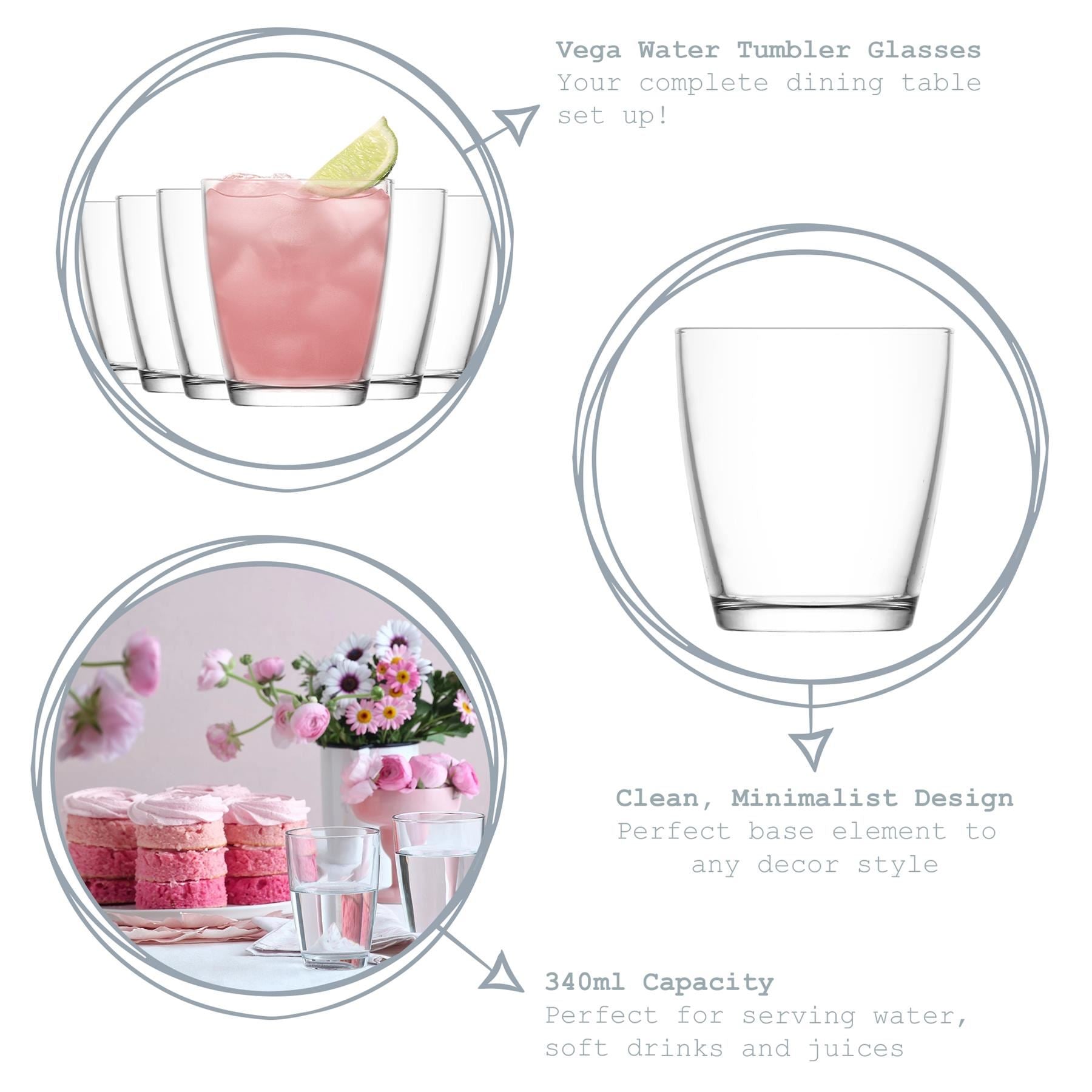 340ml Vega Water Glasses - Pack of Six