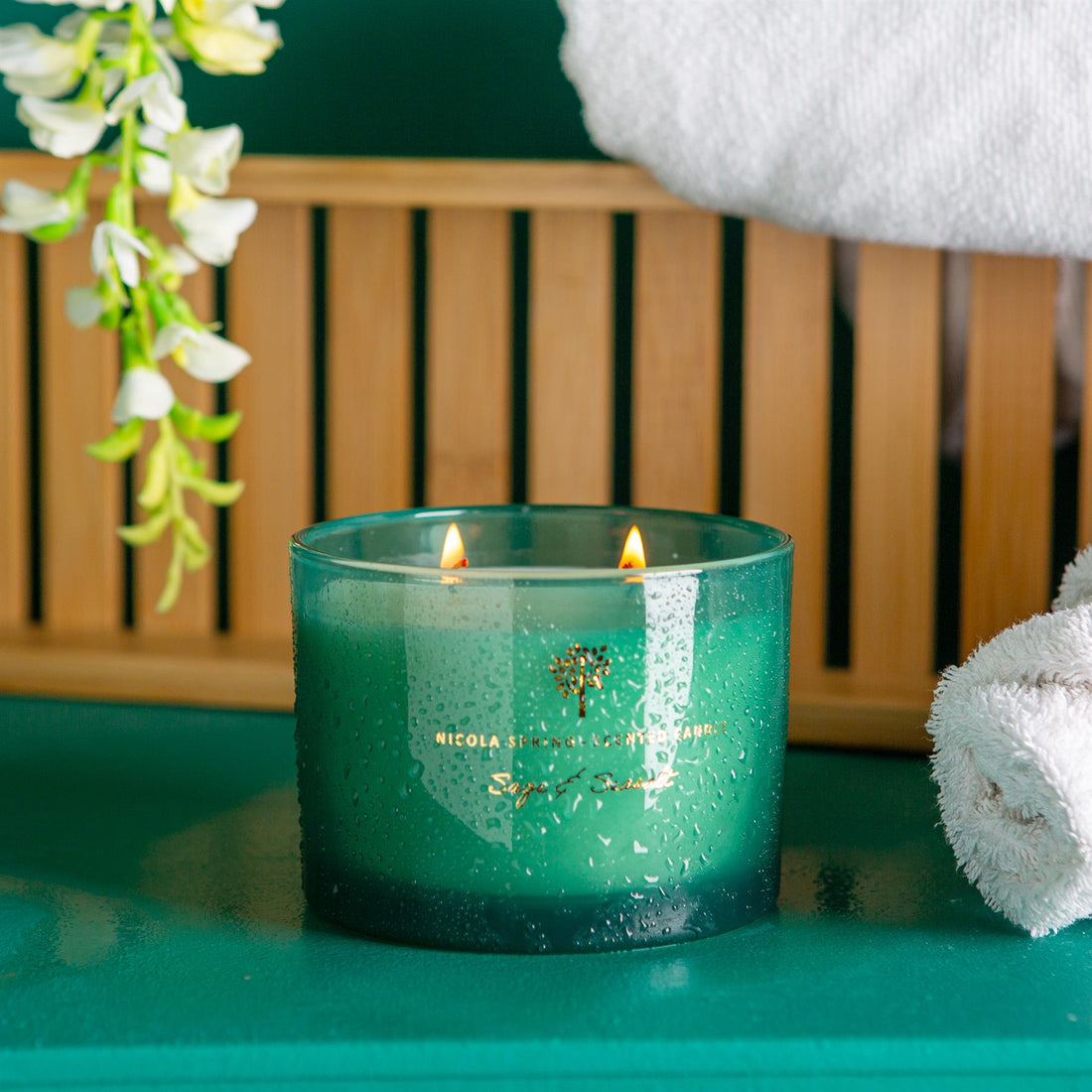 350g Double Wick Sage & Seasalt Scented Soy Wax Candle