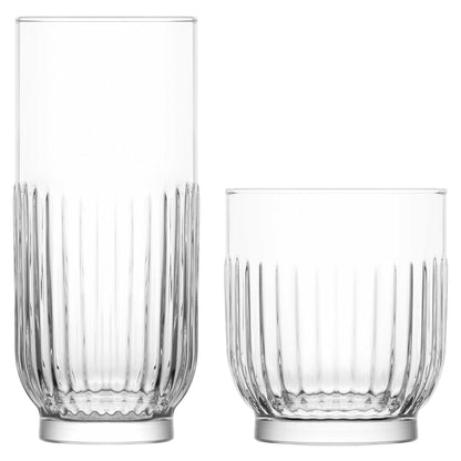 LAV 12 Piece Tokyo Art Deco Drinking Glasses Set - Highball &amp; Whiskey