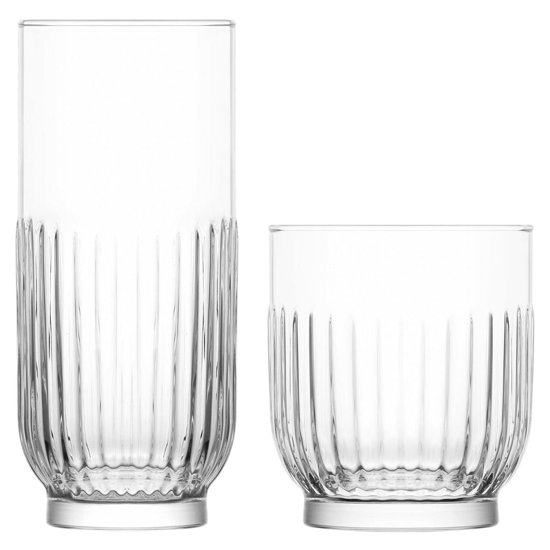 LAV 12 Piece Tokyo Art Deco Drinking Glasses Set - Highball & Whiskey