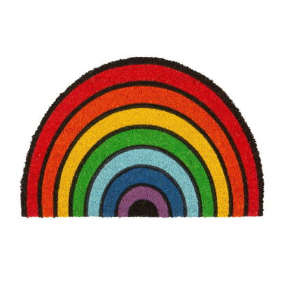 60cm x 40cm Multicoloured Rainbow Coir Half Moon Door Mat