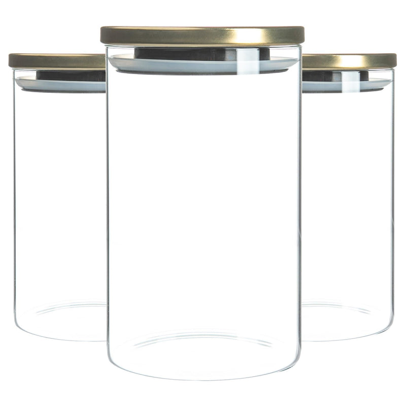 1L Metal Lid Storage Jars - Pack of Three - By Argon Tableware