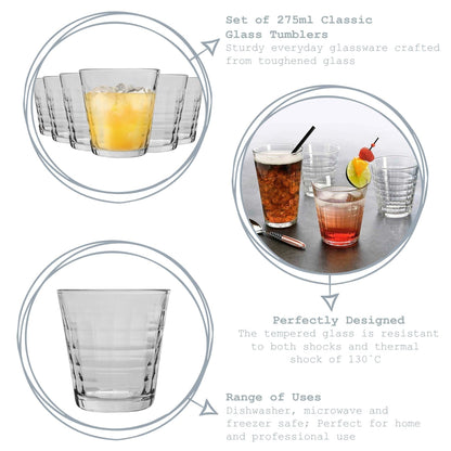 275ml Prisme Tumbler Glasses - Pack of Six