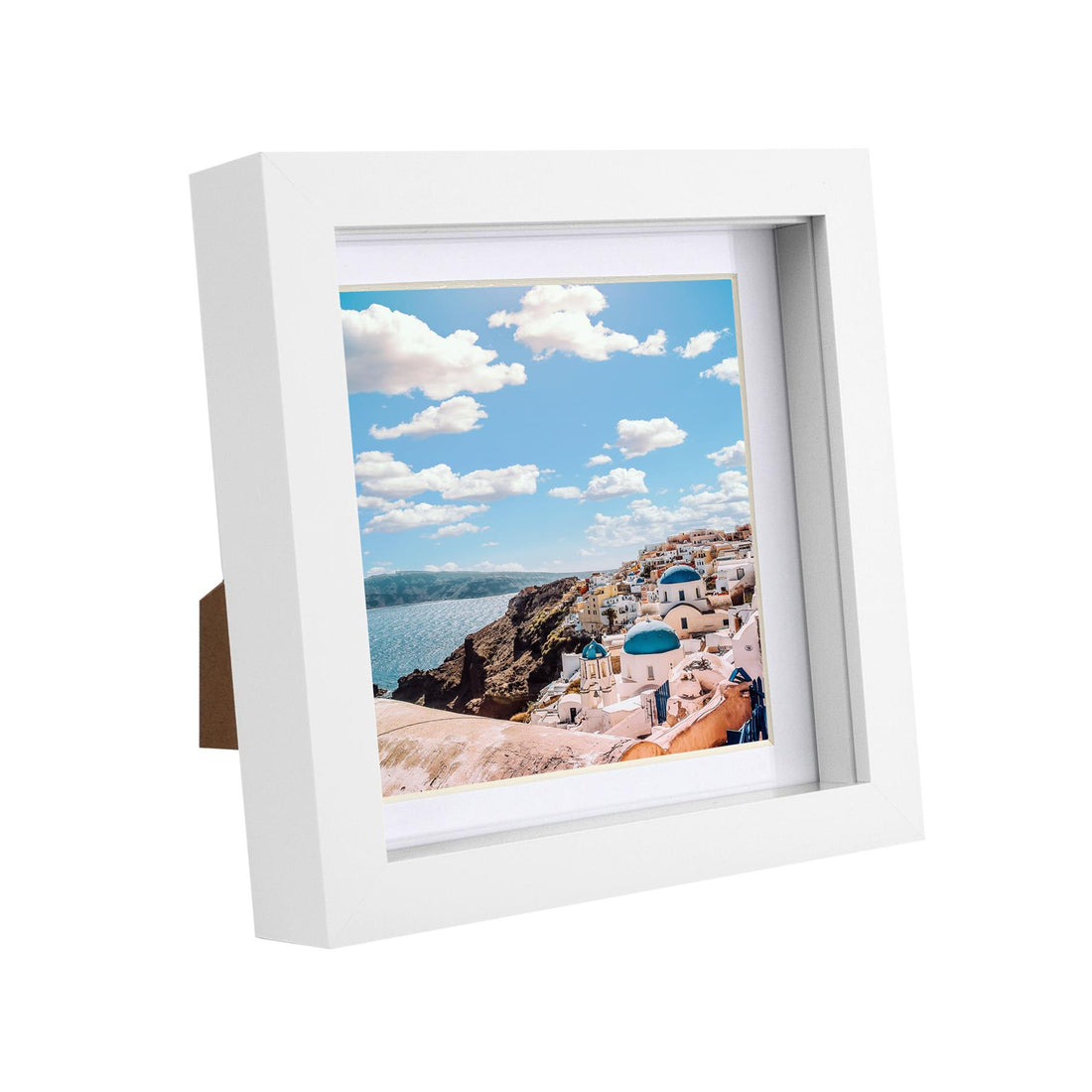 White 6" x 6" Shadow Box Photo Frame with 4" x 4" White Mount &amp; White Spacer