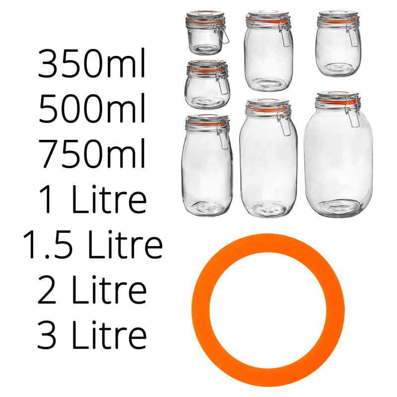 Large Glass Storage Jar Seals - Pack of 6 - By Argon Tableware