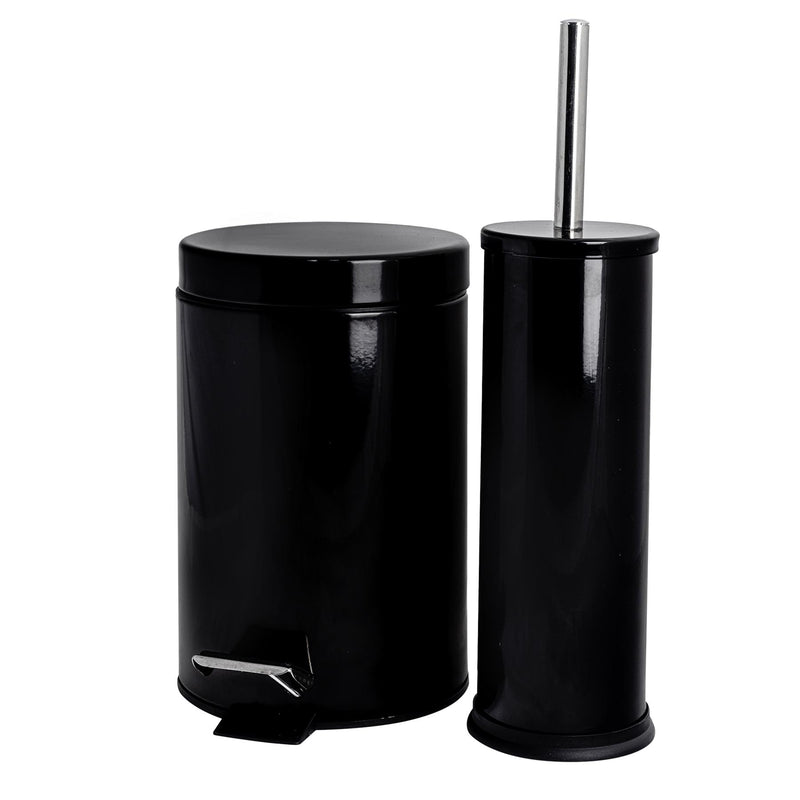 2pc 3L Round Stainless Steel Toilet Brush & Bin Set - By Harbour Housewares