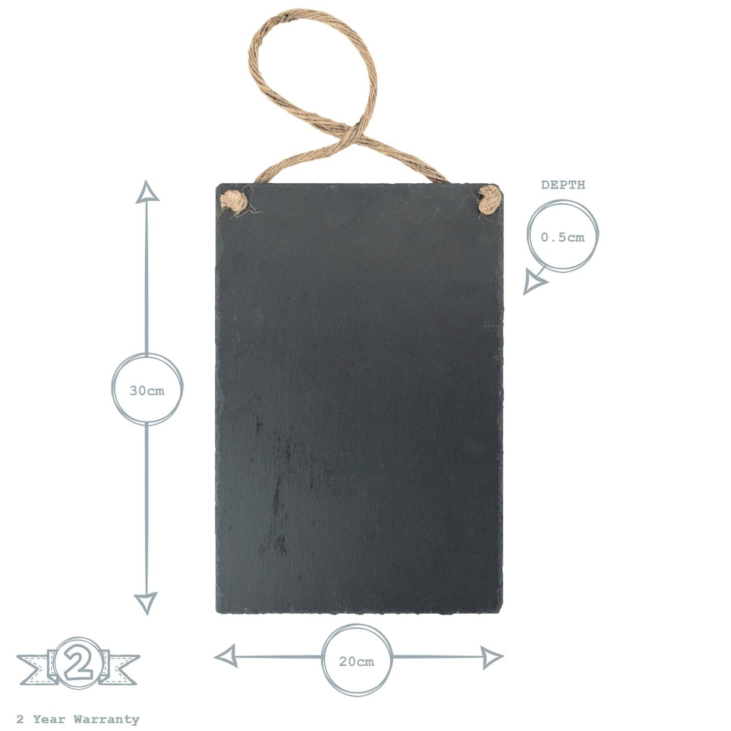 20cm x 30cm Slate Hanging Notice Chalk Board