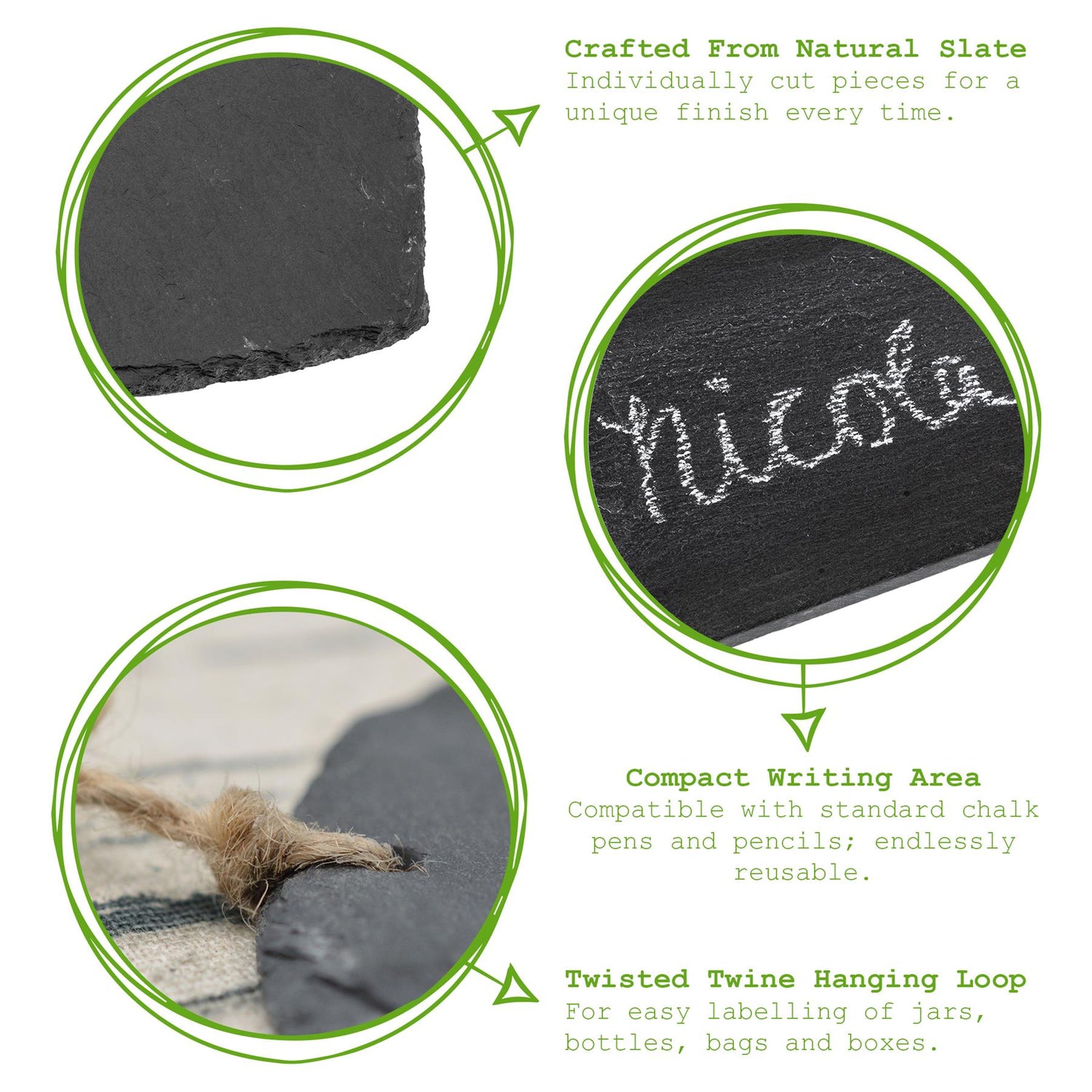 5cm x 9cm Slate Hanging Tags - Pack of Six