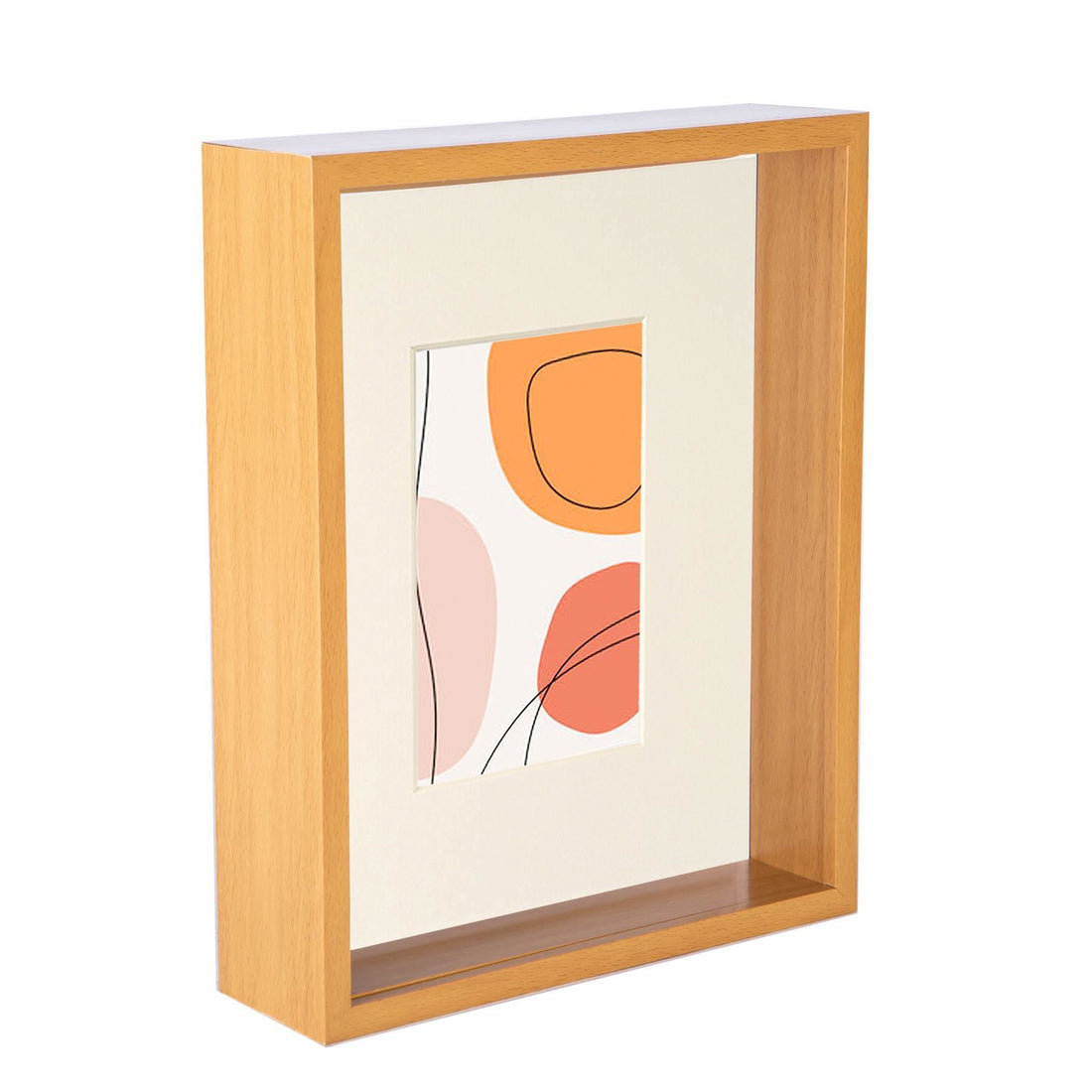 Medium Wood 8" x 10" Deep Shadow Box Photo Frame with 4" x 6" Ivory Mount