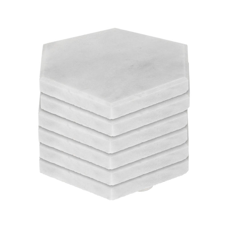 Hexagonal Marble Coasters - Pack of Six - By Argon Tableware