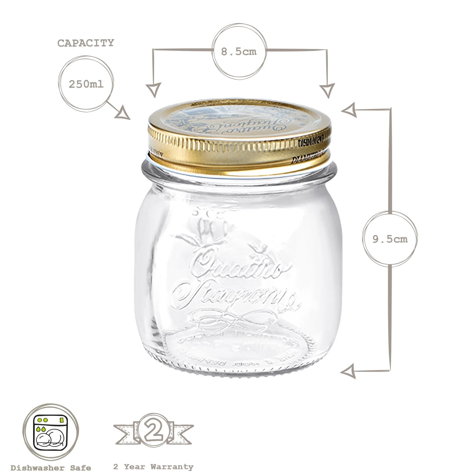 250ml Quattro Stagioni Glass Food Preserving Jars - Pack of 3